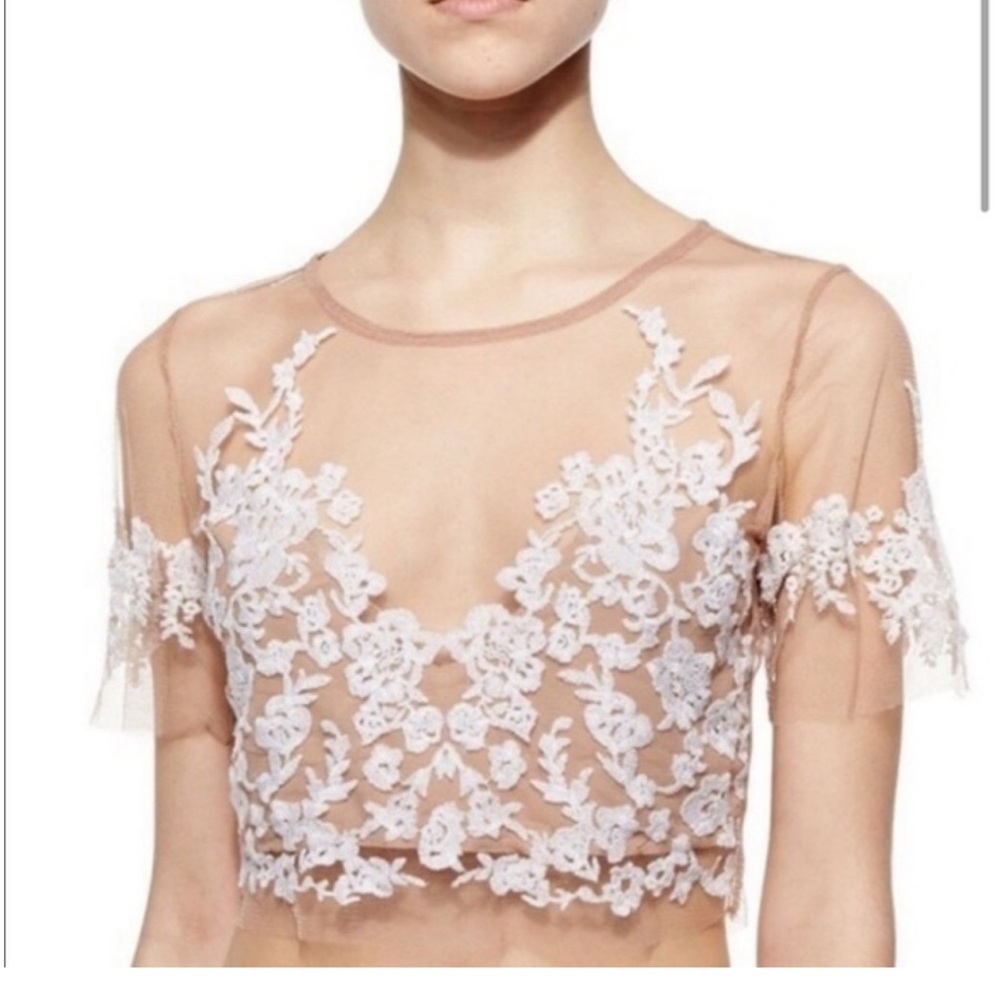 For Love & Lemons Luau Crop Top White & Nude